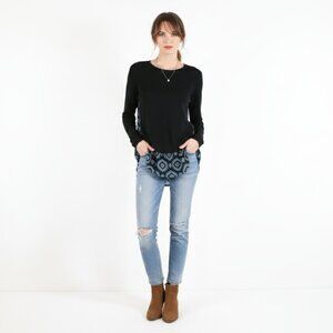 *Loft Black Long Sleeve Paisley Blouse